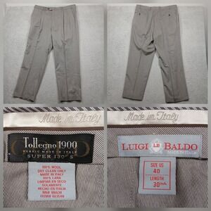 Luigi Baldo Italy Dress Pants Men's 40x30 Gray Super 130s Wool Tollegno